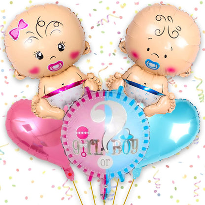 Delightful Pink Baby Shower Decoration Set - 5 Foil Balloons Welcome Baby
