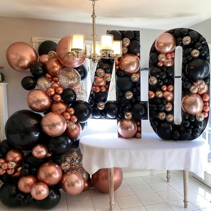 Rose Gold Black Balloon Garland Kit - 104Pcs Party Decoration