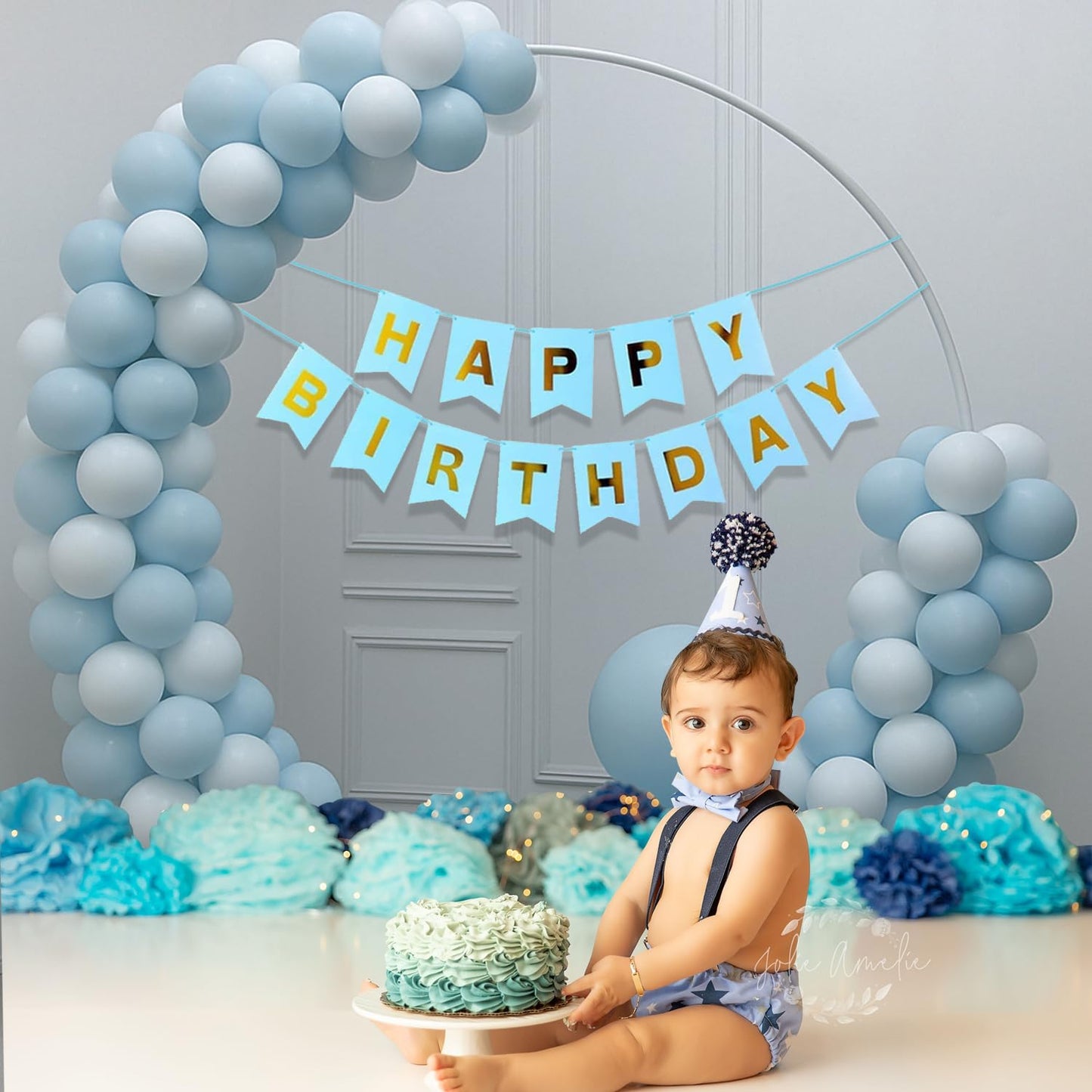 Blue & White Birthday Balloon Decoration Kit – Set of 53 Pcs
