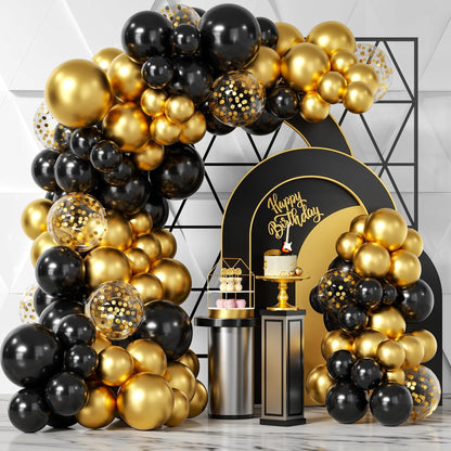 Black Gold Balloon Garland Arch Kit - 104Pcs Party Decoration