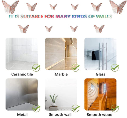 Party Propz Rose Gold 3D Butterfly Wall Stickers for Elegant Home Decor
