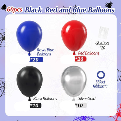 Black Red Blue Balloons 60 Pack - Patriotic Party Decorations  for Wedding & Birthday Party