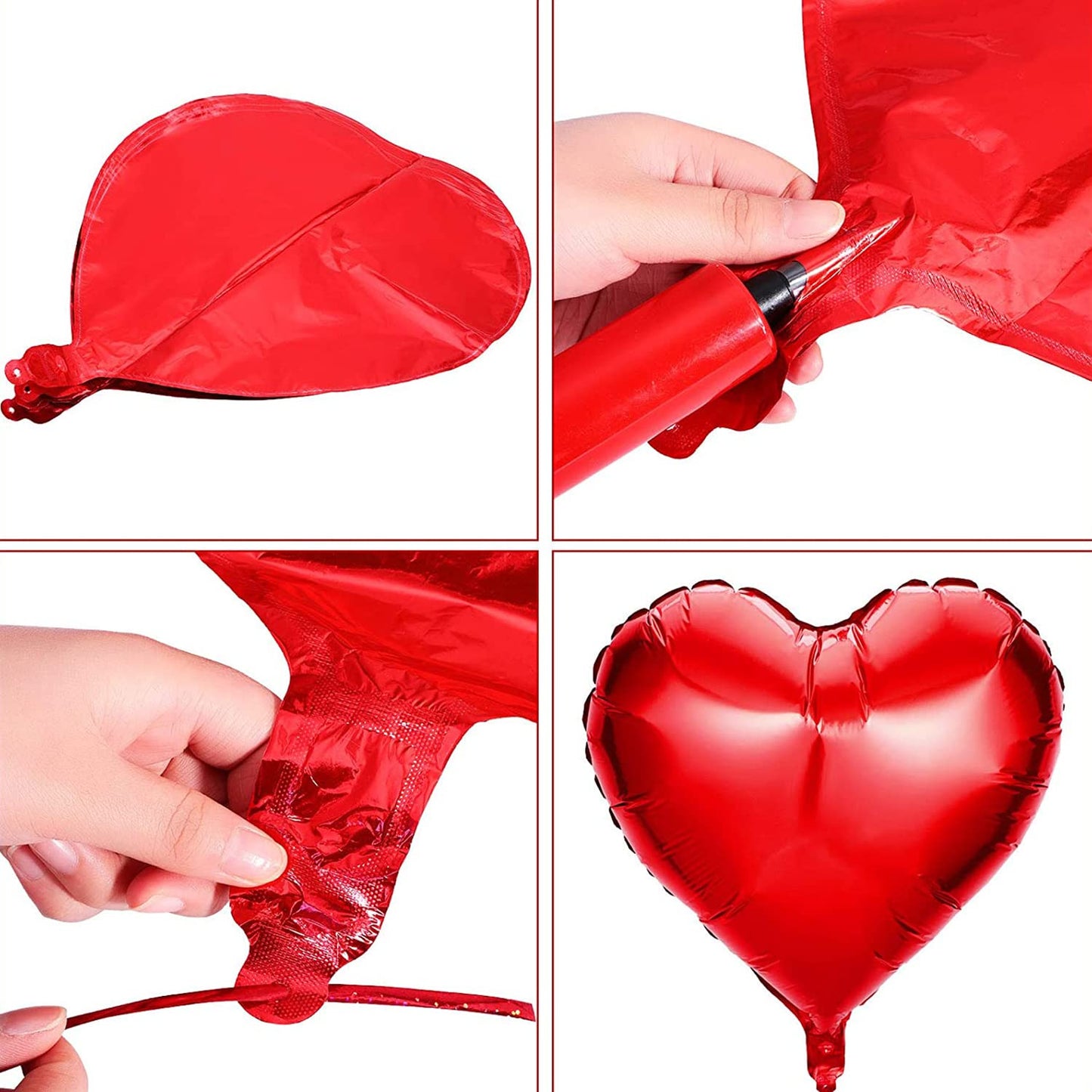 12 PCS Love Foil Balloon Combo – Red Heart & Love Letter Set