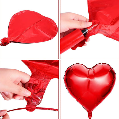 12 PCS Love Foil Balloon Combo – Red Heart & Love Letter Set