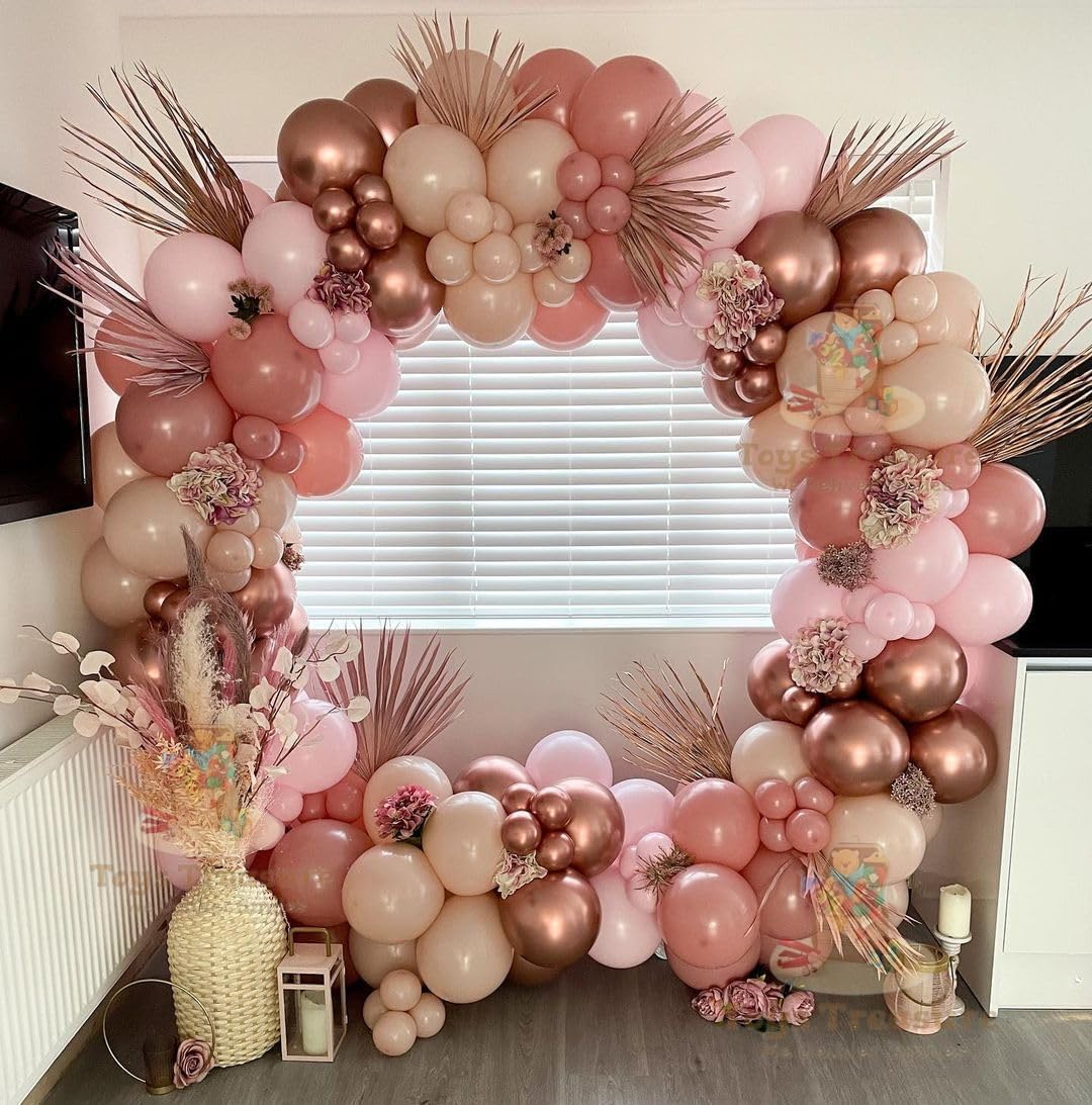 Rose Gold Pink Birthday Decorations Kit for Girls - 104 Pcs Combo