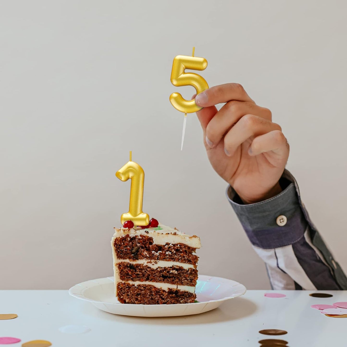 Golden Number Candle Happy Birthday 3D Number Candles for Birthday Cake