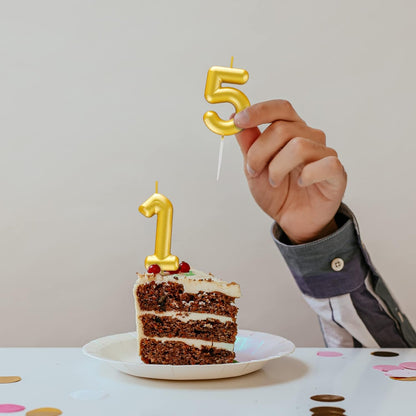 Golden Number Candle Happy Birthday 3D Number Candles for Birthday Cake