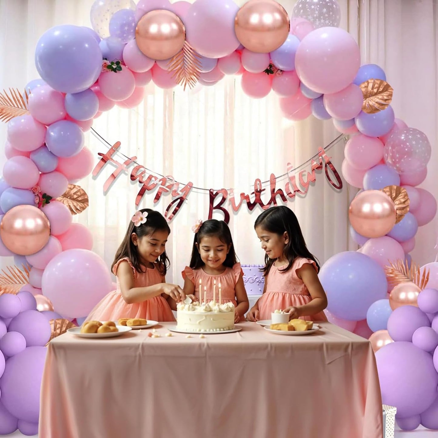 Happy Birthday Decoration Kit for Girls - Set of 70 Pcs
