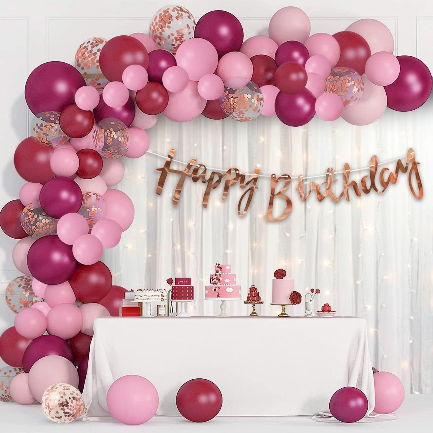 Burgundy Birthday Decoration Theme - Set of 69 Pcs