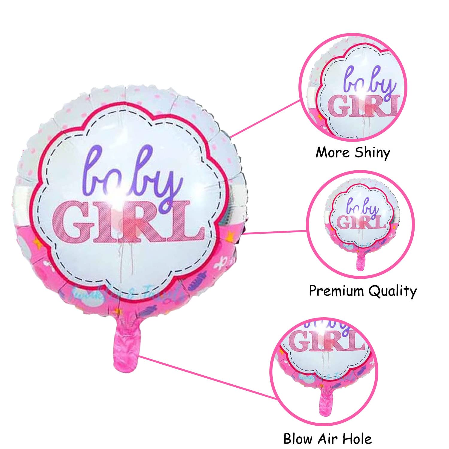 Delightful Pink Baby Shower Decoration Set - 5 Foil Balloons Welcome Baby