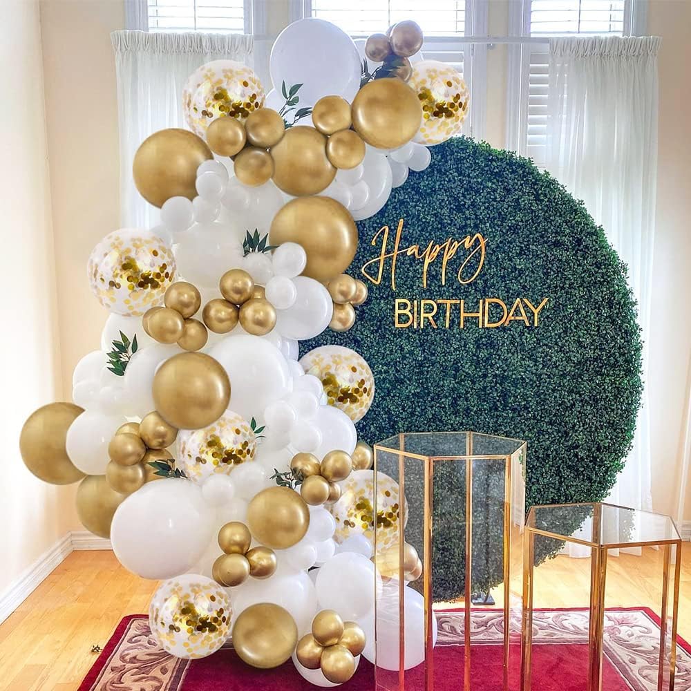 104 Pcs White Gold Balloon for Wedding & Birthday Party