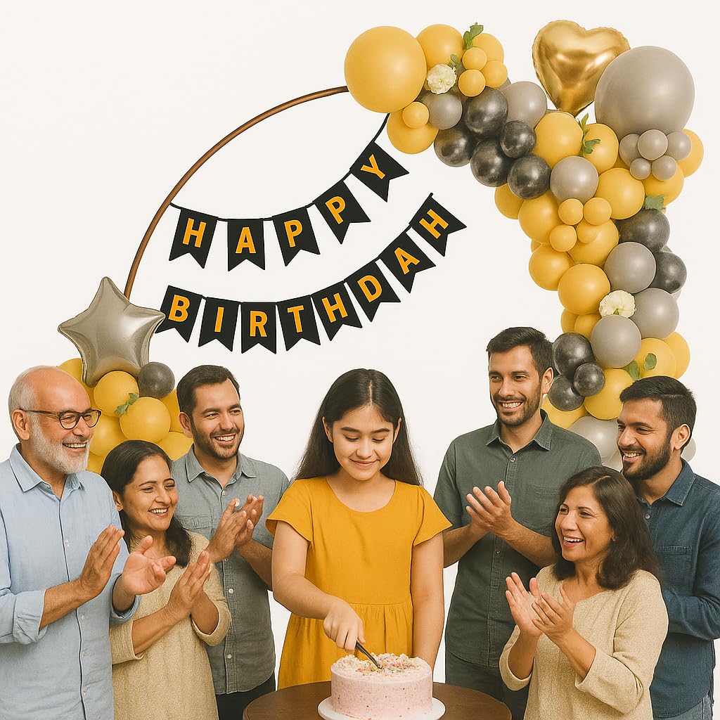 Luxurious 49-Piece Blue White Gold Birthday Balloon Arch Banner Decoration Kit