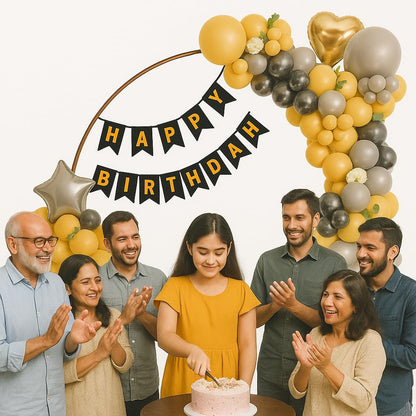 Luxurious 49-Piece Blue White Gold Birthday Balloon Arch Banner Decoration Kit