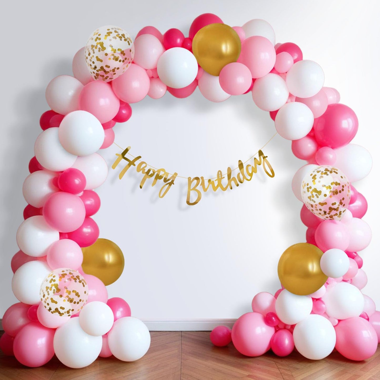 54-Piece Pink Happy Birthday Decoration Kit for Girls with Banner & Balloons