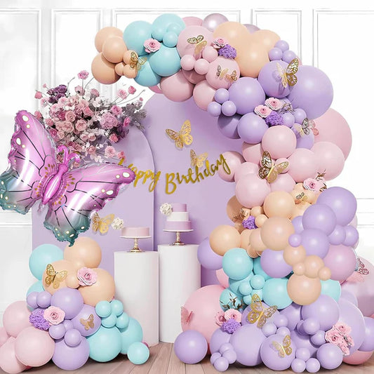 Butterfly Theme Birthday Decoration Kit For Girls – Set of 76 Pcs