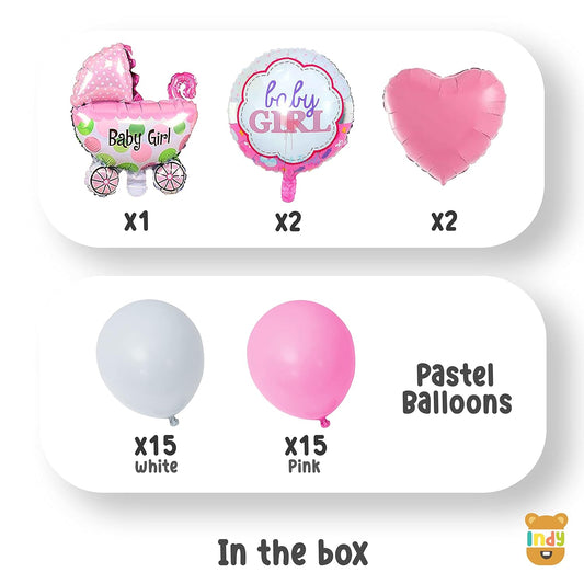 Set Of 35 Pcs Baby Girl Balloon For Kids New Born Baby Theme