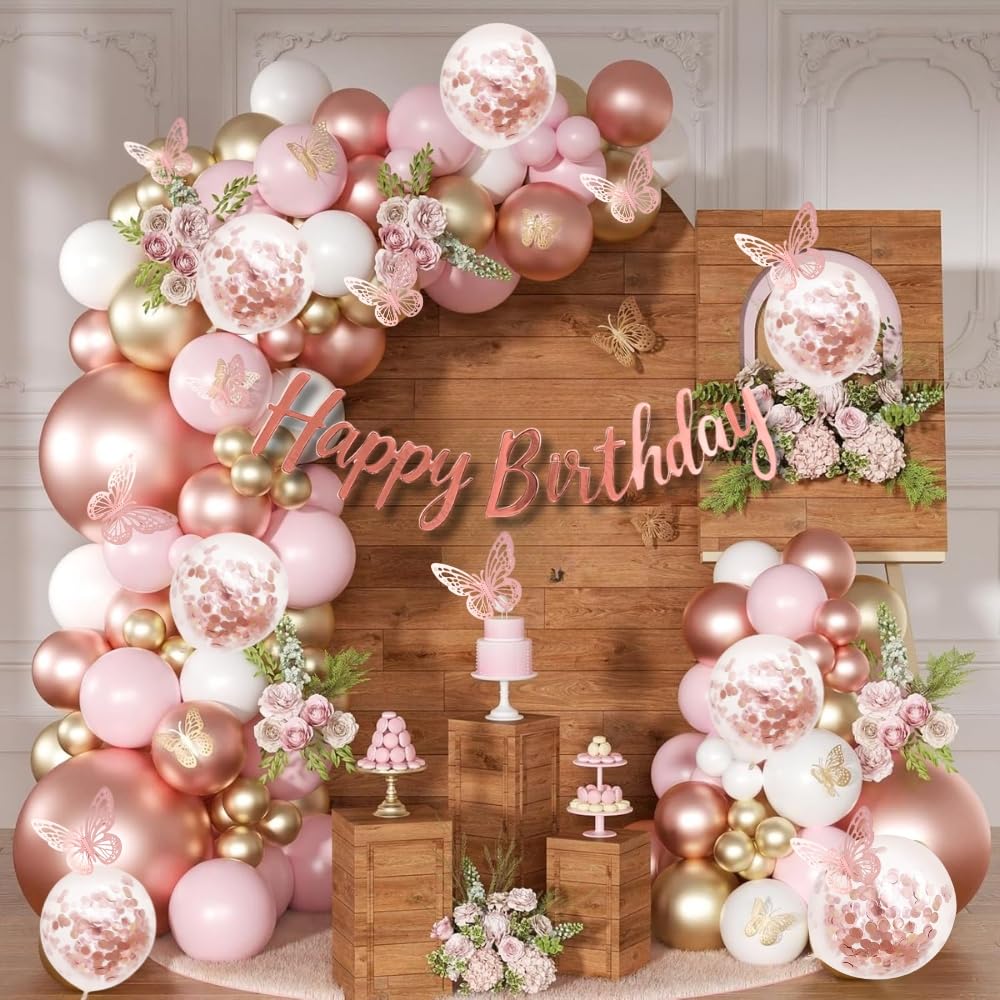 Butterfly Birthday Decoration Kit for Girls - Set of 66 Pcs