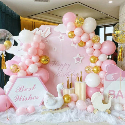 60pcs Metallic Gold Pink White Confetti Balloons for Wedding & Birthday