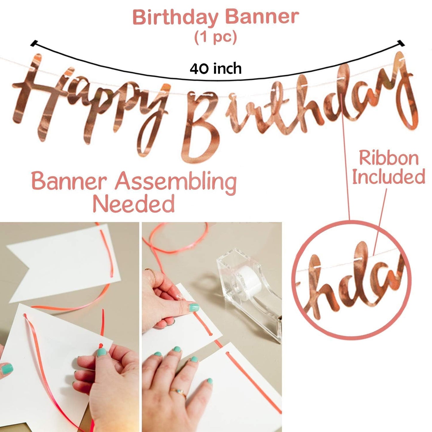 66-Piece Burgundy Birthday Decoration Kit for Girls & Wife - Party Propz Festive Balloons & Cardstock Decor Set