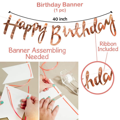 66-Piece Burgundy Birthday Decoration Kit for Girls & Wife - Party Propz Festive Balloons & Cardstock Decor Set