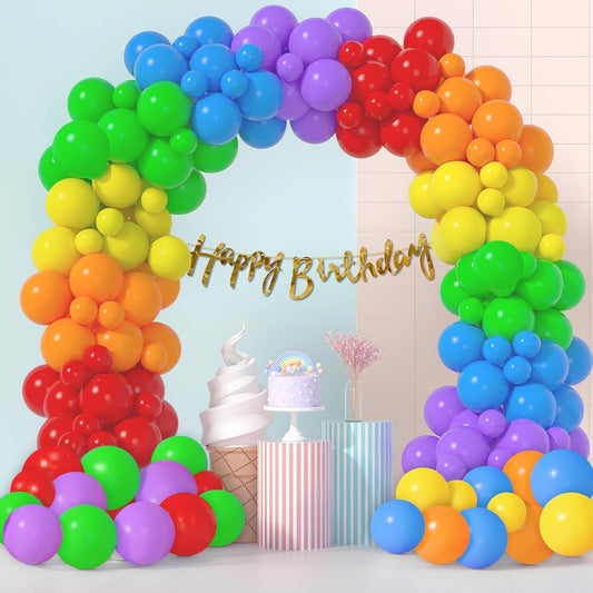 Party Propz 53-Piece Rainbow Birthday Kit: Balloons, Banner, Arch Decor