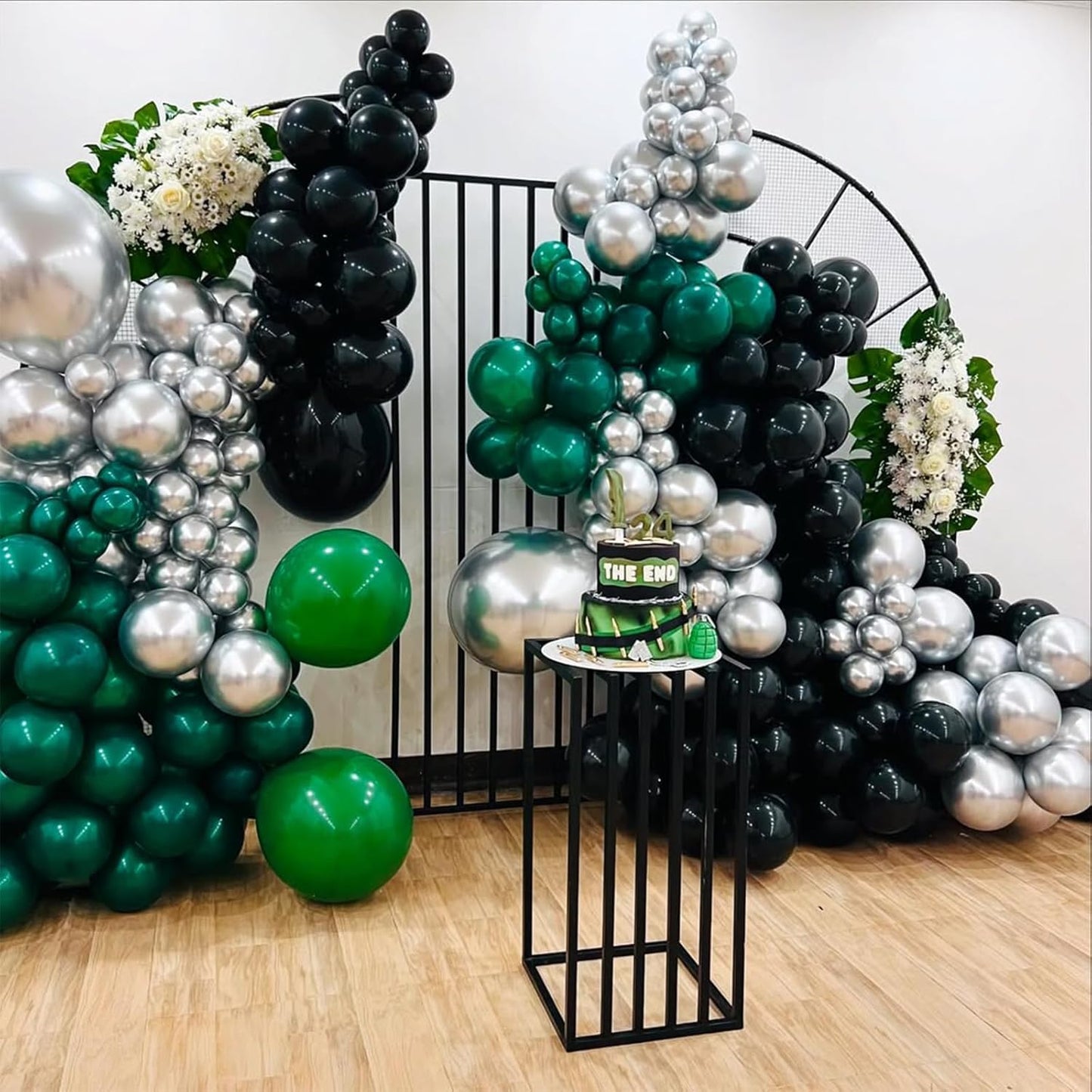 Metallic Confetti Balloons 60 Pack - Green Silver Black balloon for Wedding & Birthday Party