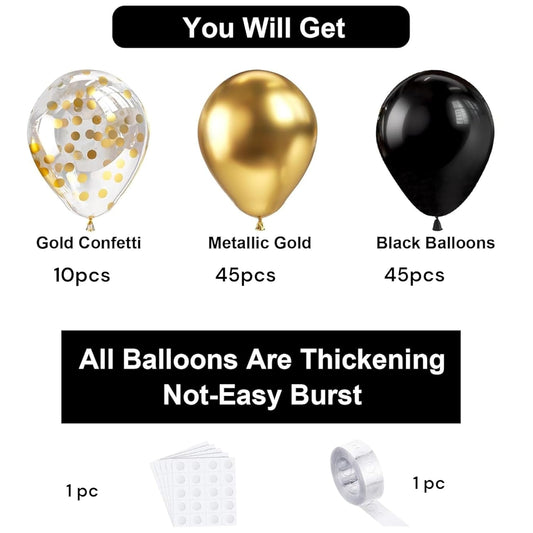 Black Gold Balloon Garland Arch Kit - 104Pcs Party Decoration