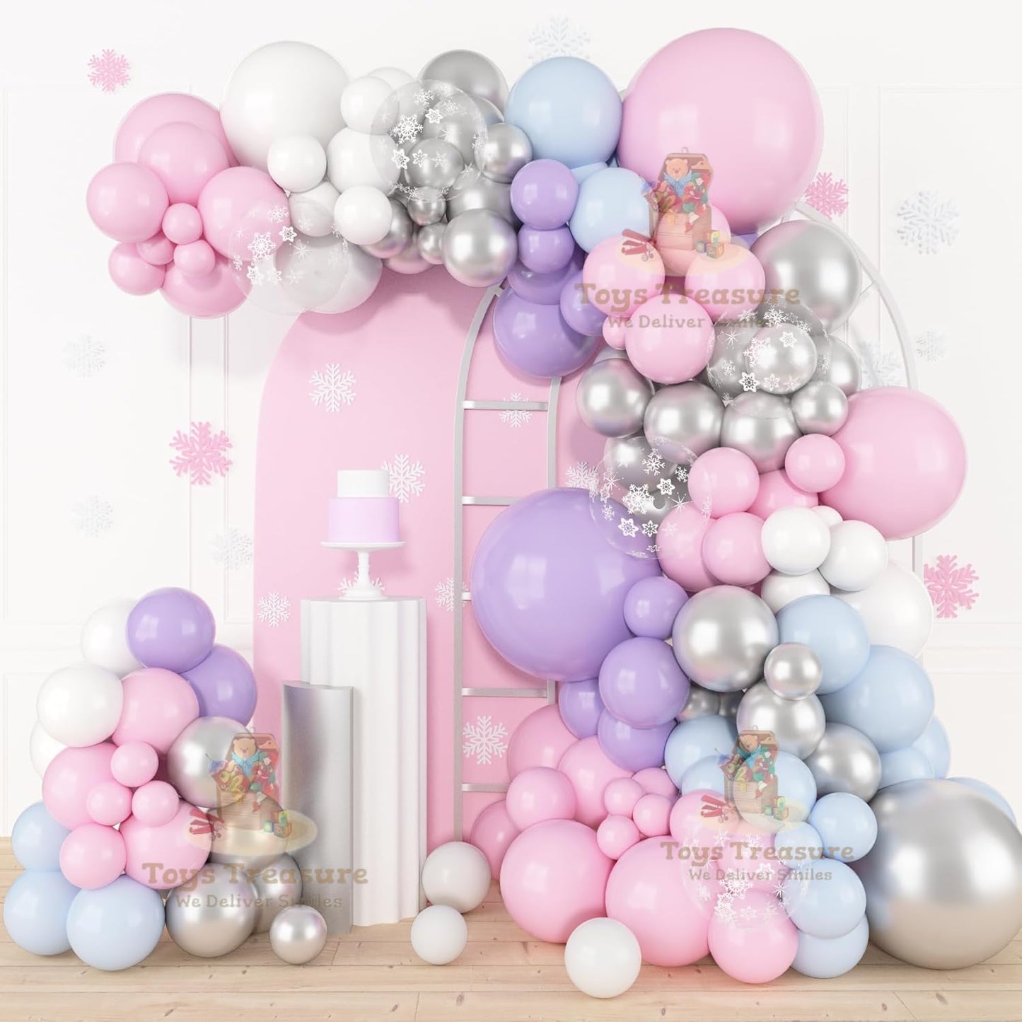 Purple Silver Latex Metallic Confetti Balloons kit - 153 Pcs Pack