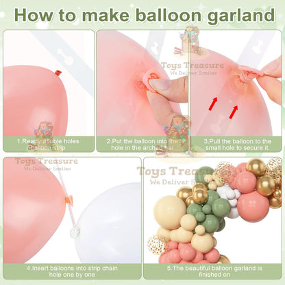 Green Pink Gold Latex Metallic Confetti Balloons kit - 153 Pcs Pack