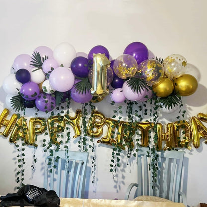 60 Pcs Metallic Gold Purple Confetti Balloons for Wedding & Birthday Party