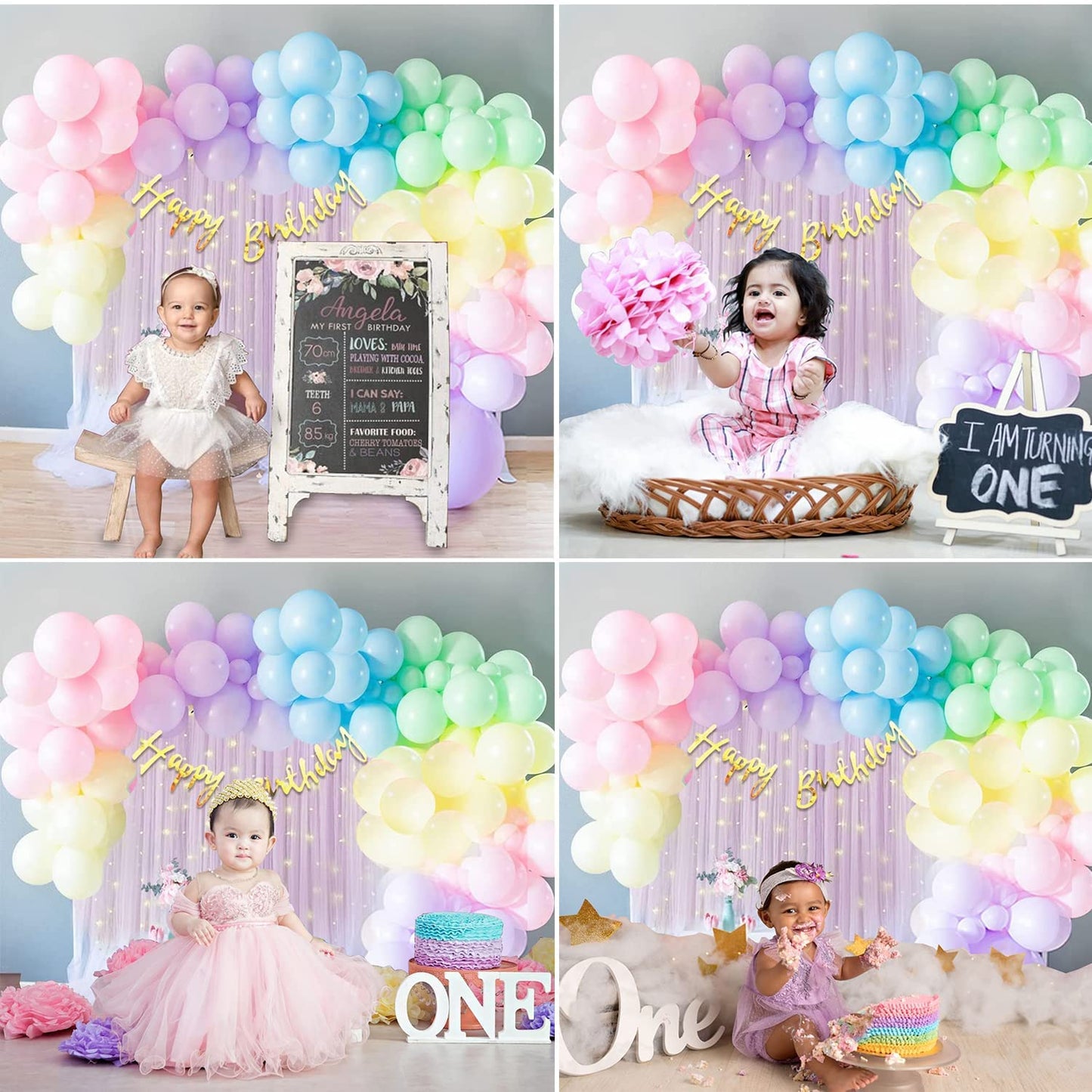 Rainbow Balloon Birthday Decoration Kit – Pack of 58 Pcs