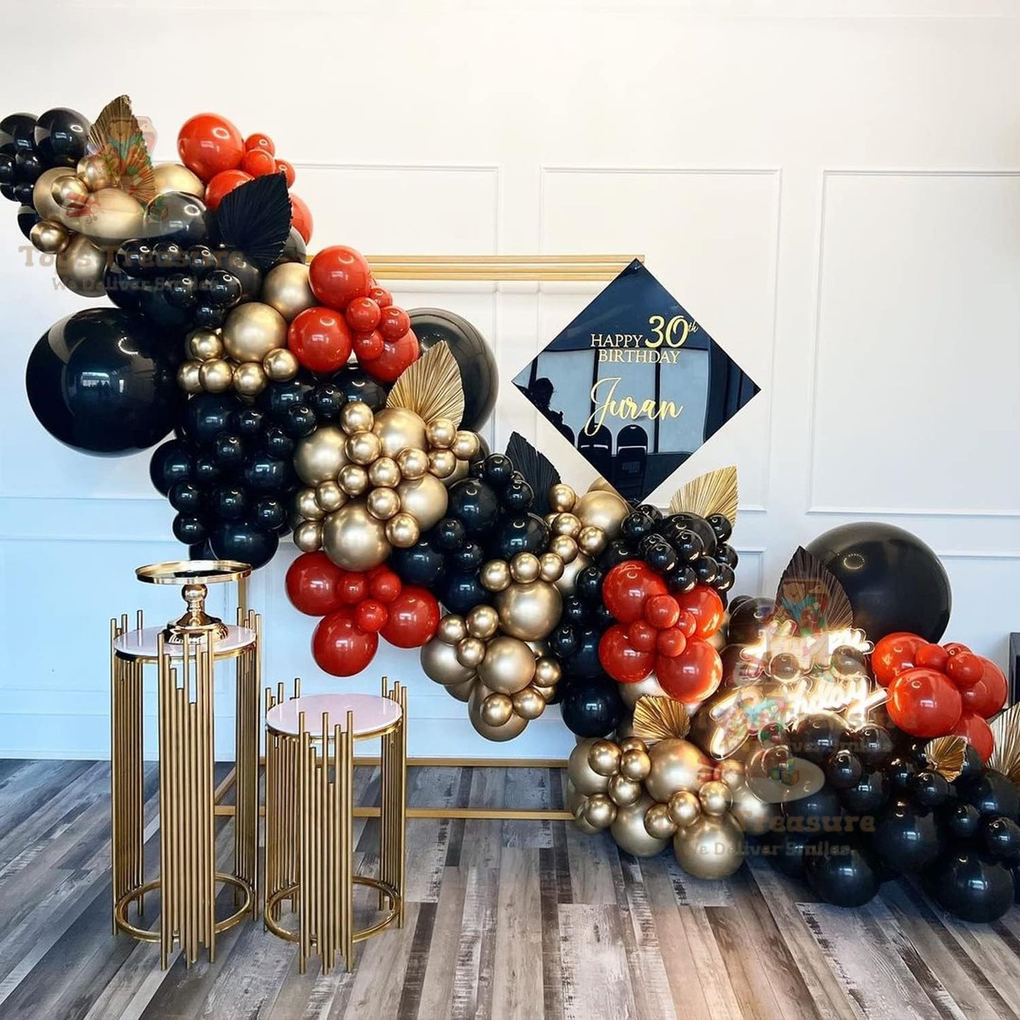 Balloon Garland Kit - 110pc Red Black Gold Wedding & Birthday Party