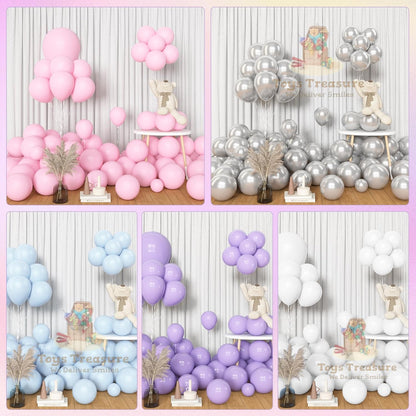 Purple Silver Latex Metallic Confetti Balloons kit - 153 Pcs Pack