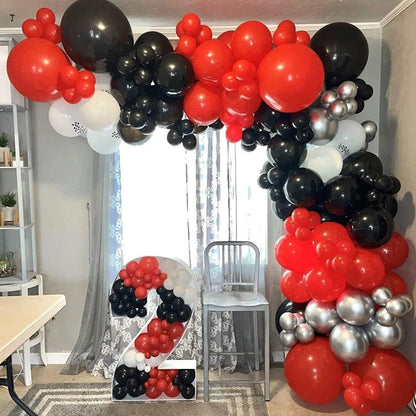 Red Black Balloon Garland Kit - 104Pcs Party Decoration