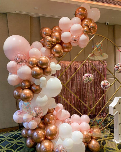 Rose Gold Pink Birthday Decorations Kit for Girls - 104 Pcs Combo