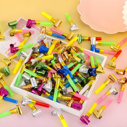 Party Blowers – Set of 15 Colorful Noise Makers for Kids Birthday & Celebrations