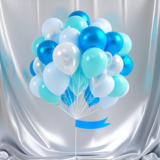 60 Pcs Metallic Blue Confetti Balloons for Wedding & Birthday Party