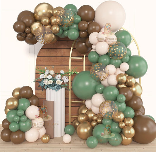 Green Gold Confetti Balloons Decoration kit - 153 Pcs Pack (