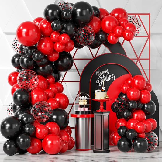 Red Black Balloon Garland Kit - 104Pcs Party Decoration