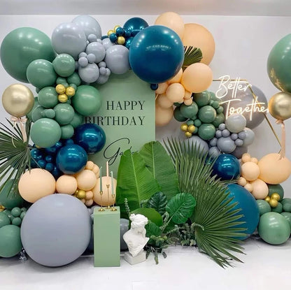 60 Pcs Metallic Gold Green and White Confetti Balloons  for Wedding & Birthday Party