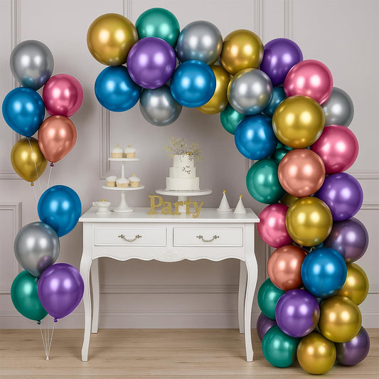 Multicolor Chrome metallic Balloons For Decoration - Pack Of 50 Pcs Balloons For Decoration