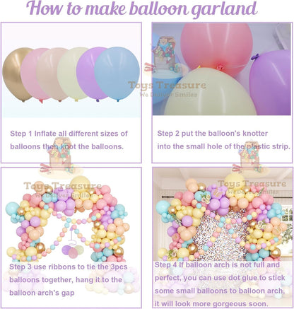 104 Pcs Happy Birthday Decoration Kit - Pastel Rainbow Balloons
