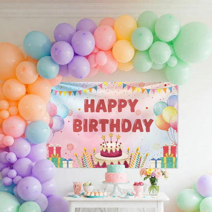 Rainbow Balloon Birthday Decoration Kit For Girls – Set of 66 Pcs