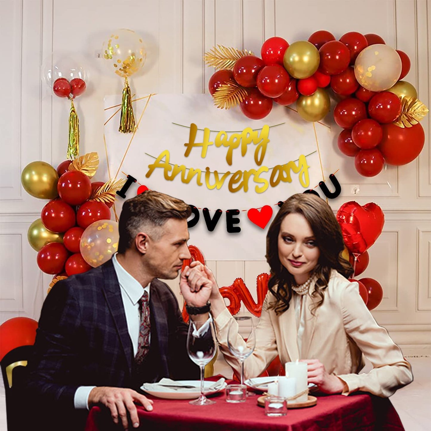 Happy Anniversary Decoration Items Kit - 45 Pcs Combo