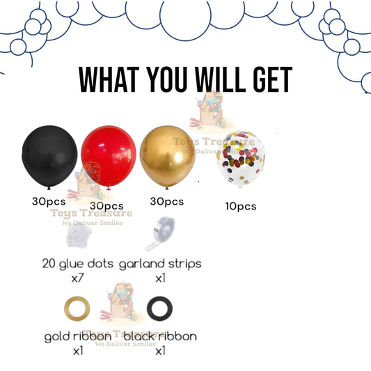 Balloon Garland Kit - 110pc Red Black Gold Wedding & Birthday Party