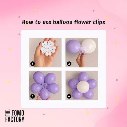 Pink Birthday Decoration Kit With Flower Balloon Clips –Set of 60 Pcs