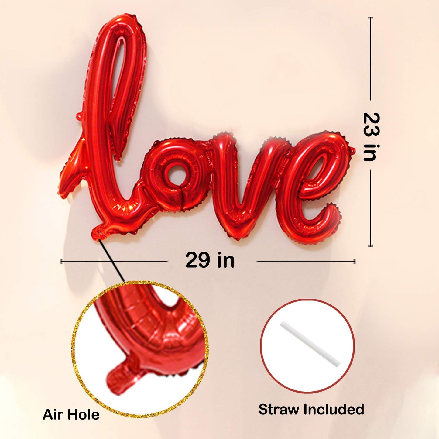 12 PCS Love Foil Balloon Combo – Red Heart & Love Letter Set