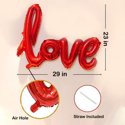 12 PCS Love Foil Balloon Combo – Red Heart & Love Letter Set