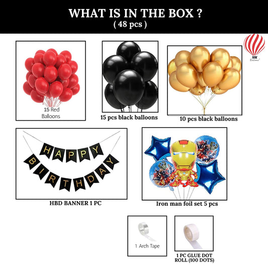 48Pcs Iron Man Theme Birthday Party Decoration Birthday Balloons for Decoration
