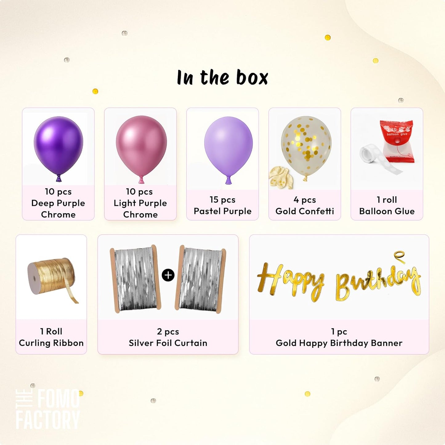 Purple Birthday Decoration Kit For Girls – Set of 44 Pcs